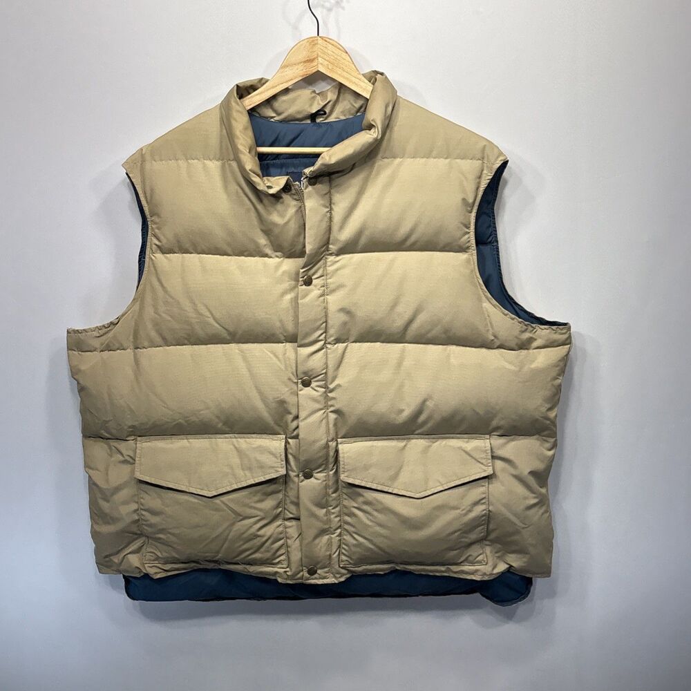 Woolrich Down Quilted Vest Mens 3XL Tan USA Vintage Puffer Gorpcore Workwear